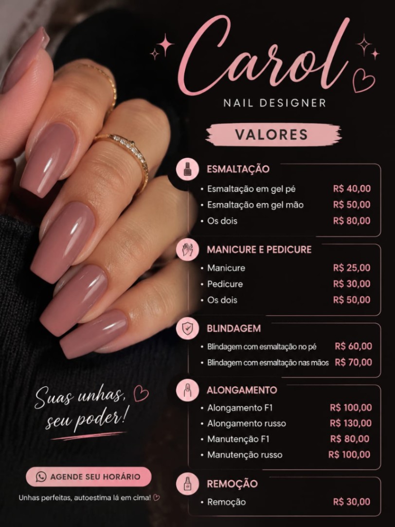 Trabalho de Manicure/Pedicure por Carolina Fernanda Chagas da Silva Nunes em Conjunto Residencial José Bonifácio, São Paulo — foto 1 de 3