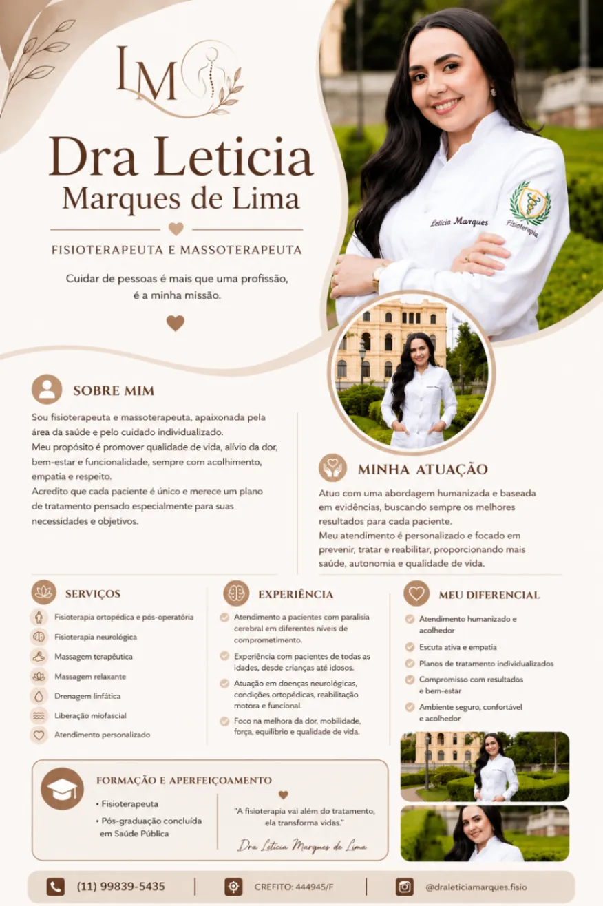 Trabalho de Fisioterapeuta por Leticia Marques de Lima em Jardim Paulista, Barueri — foto 1 de 4