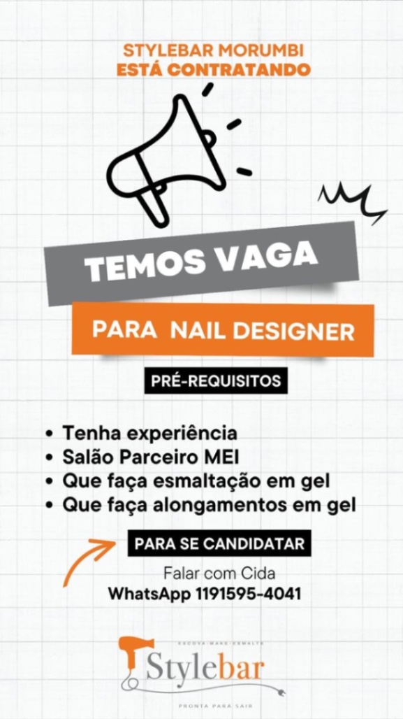 Vaga de Nail Designer - Vila Progredior - São Paulo — Stylebar Morumbi