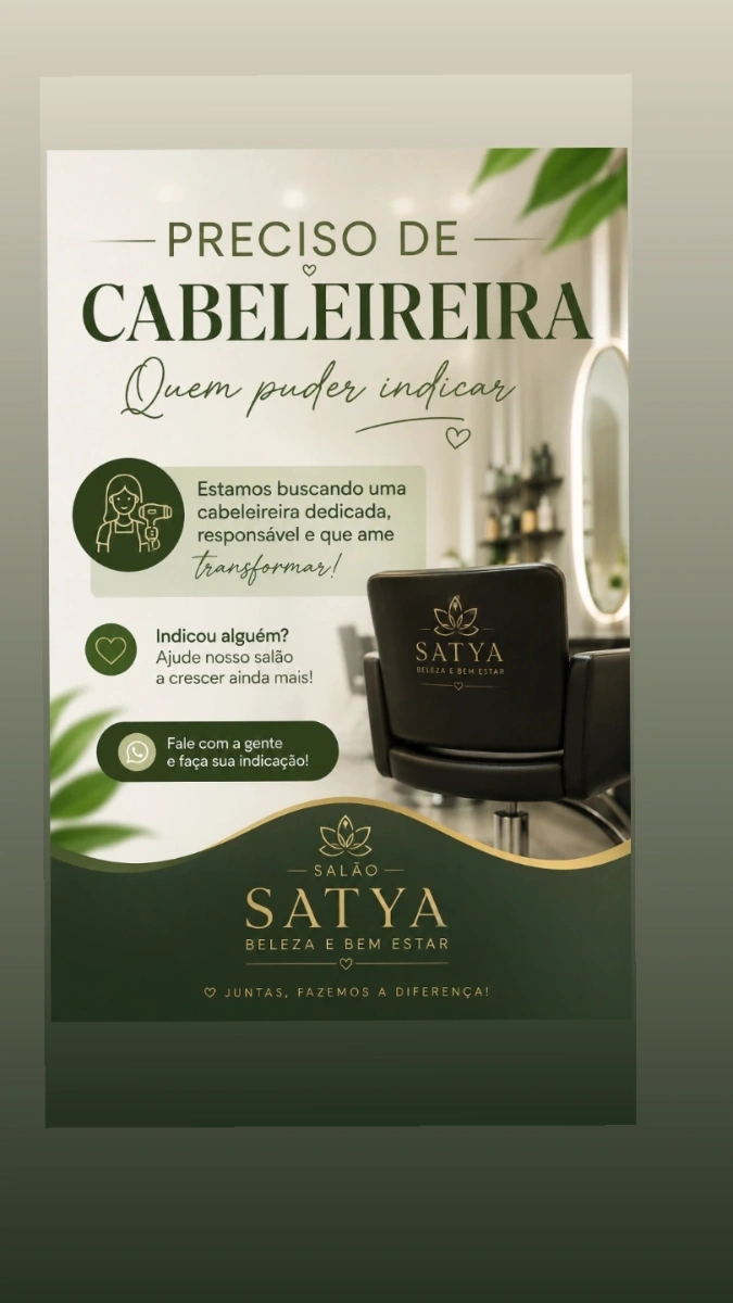 Vaga de Cabeleireiro(a) - Recife - PE — Satya Beleza e Bem Estar