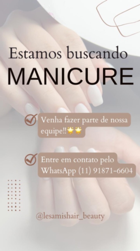 Vaga de Manicure/Pedicure - Vila Clementino - São Paulo — Les Amis